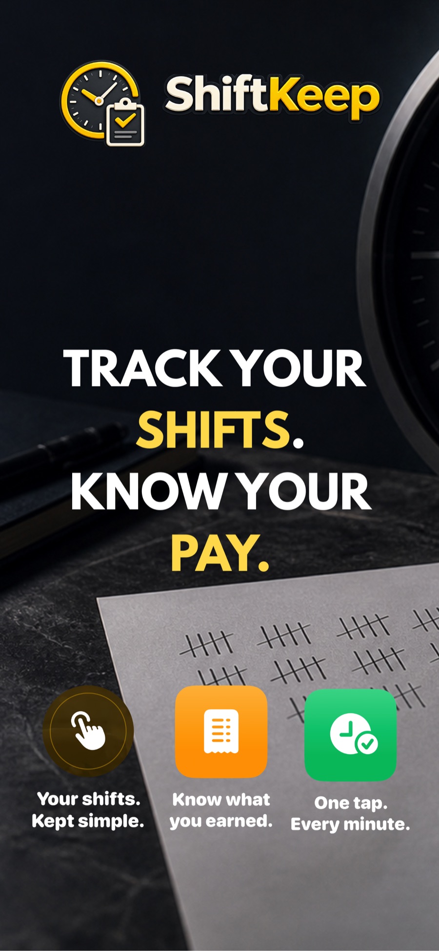 ShiftKeep pay-period summary and shift history