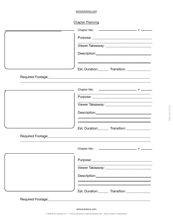 Preview of Chapter Planning Worksheet