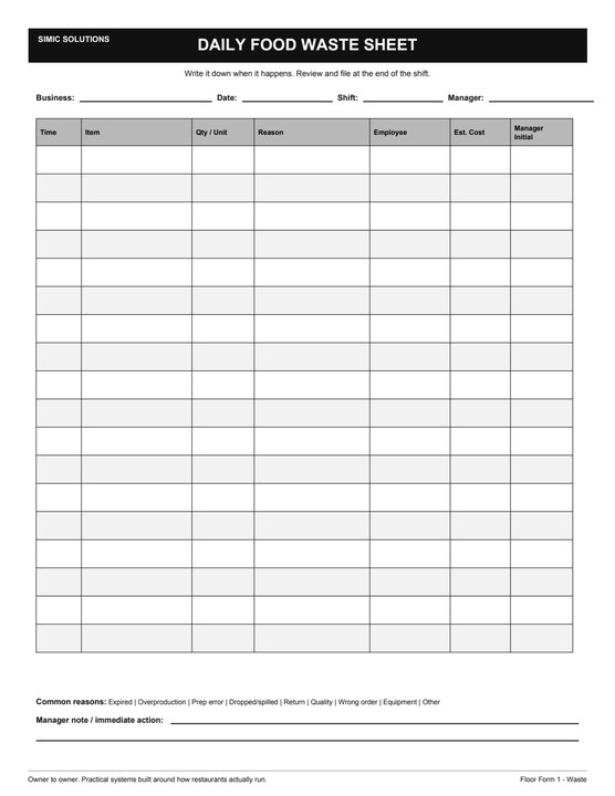 Preview of Restaurant Floor Forms Package