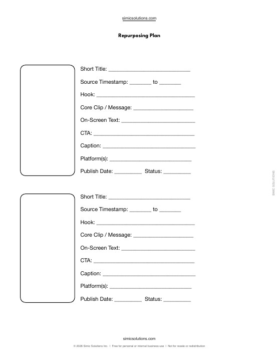 Preview of Video Repurposing Plan