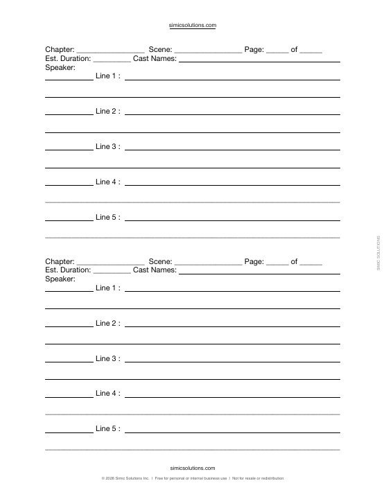 Preview of Video Script Sheet — Continued